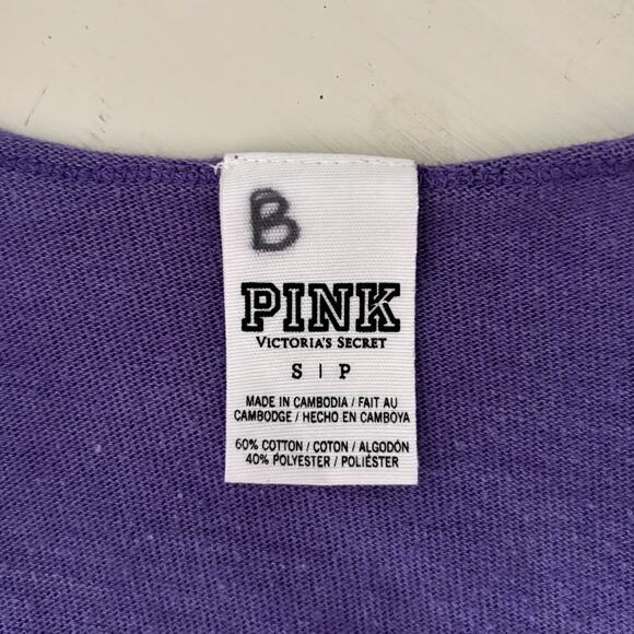 Victorias Secret PINK Off The Shoulder Sweatshirt Purple Black Size Small Y2k - Picture 4 of 5